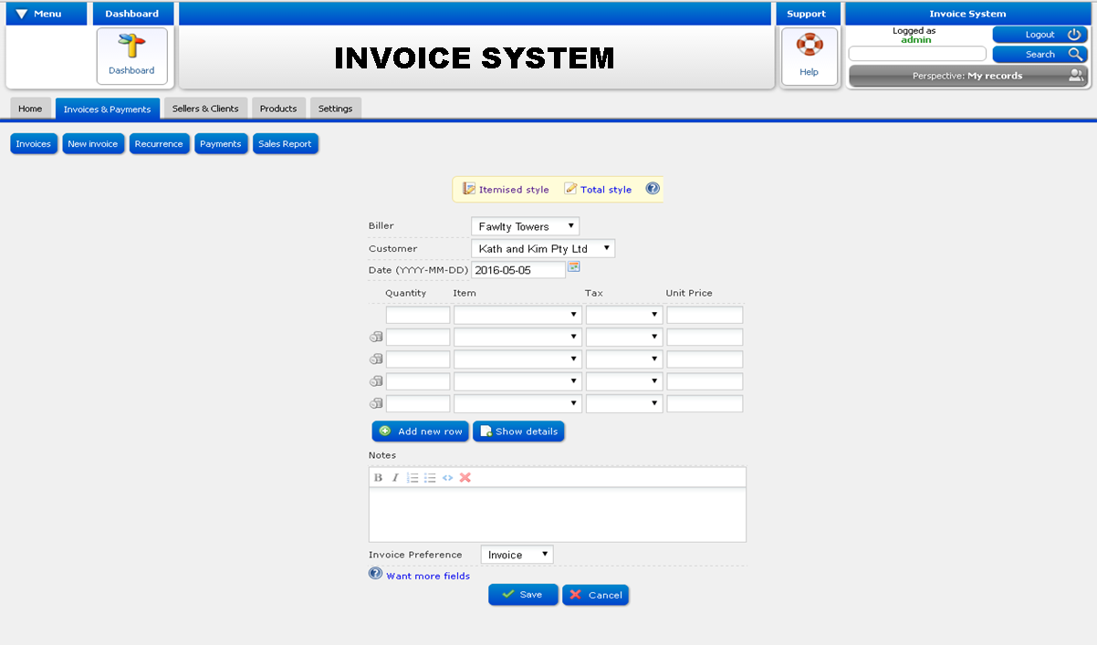 screen invoice system - LMR HELP - Support for Contact Your Client ...